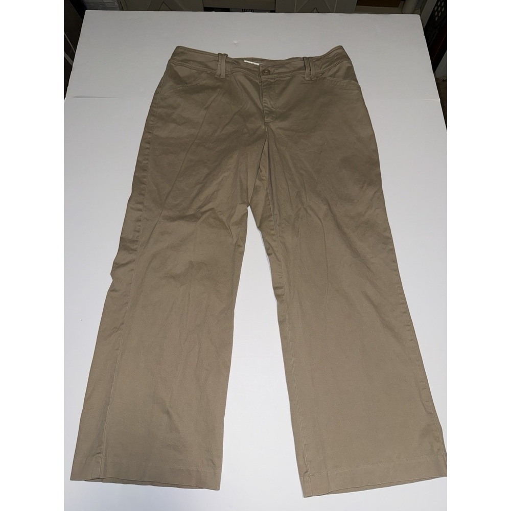 Lee Women Khaki Pants 16 Petite Naturally Slimming Stretch Casual Tan Trousers